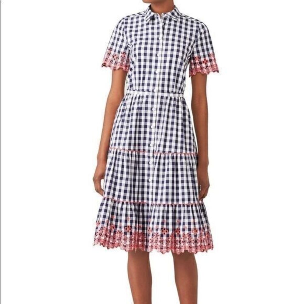 Draper James Gingham check eyelet shirt dress